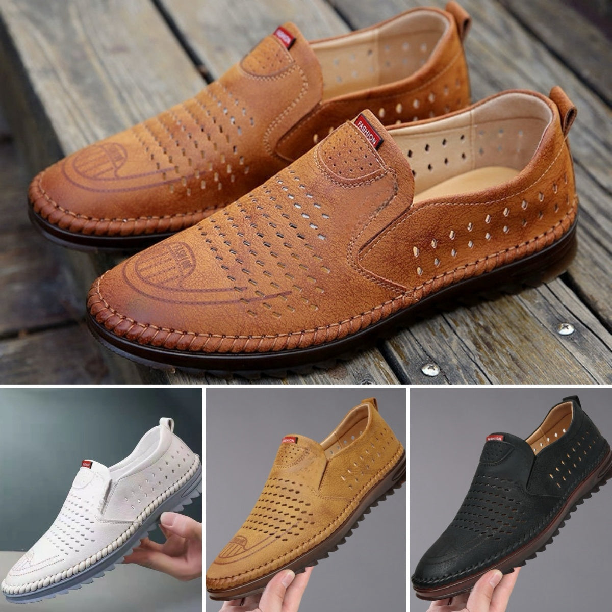 👟 Zapatos casuales de cuero genuino hechos a mano para exteriores para hombres