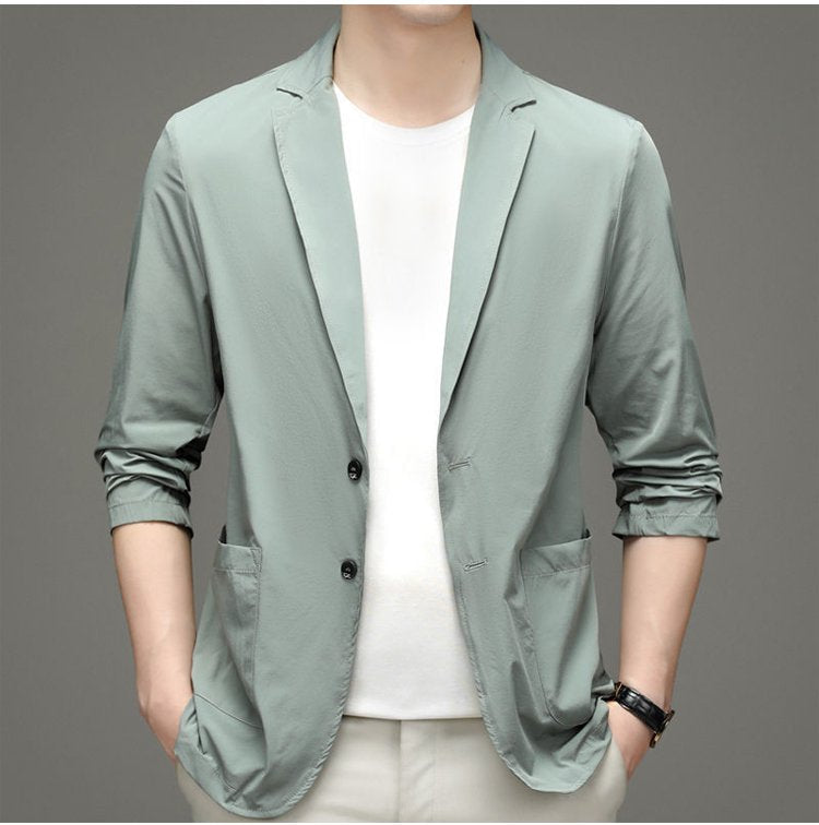 【M-5XL】Chaqueta de negocios de verano para hombre, seda helada, transpirable