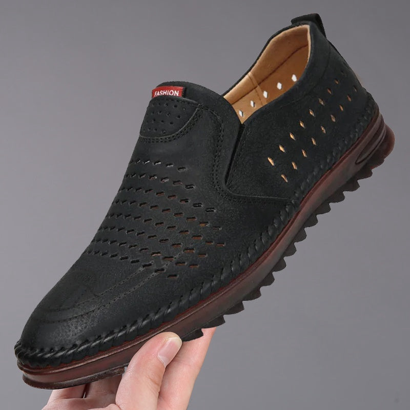 👟 Zapatos casuales de cuero genuino hechos a mano para exteriores para hombres