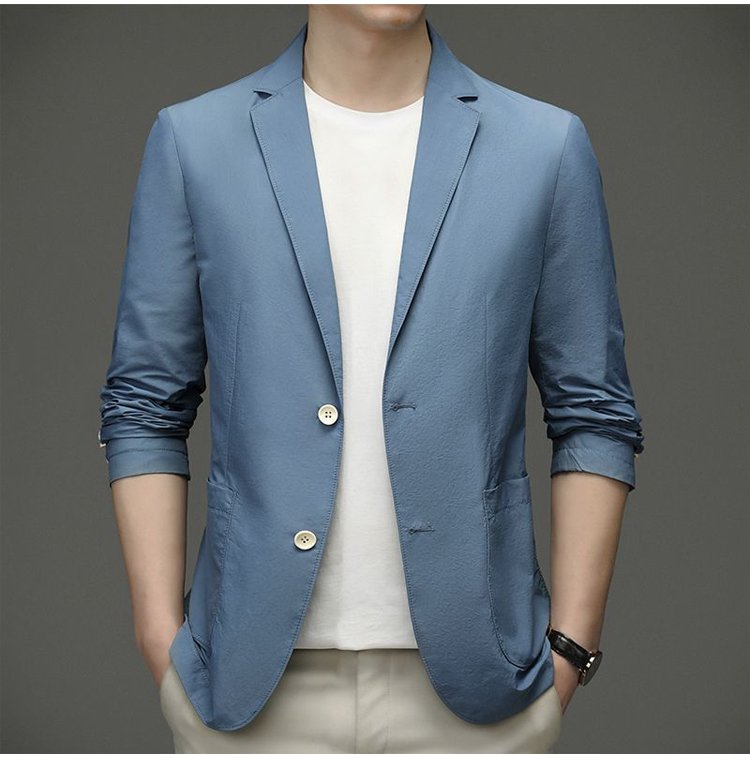 【M-5XL】Chaqueta de negocios de verano para hombre, seda helada, transpirable