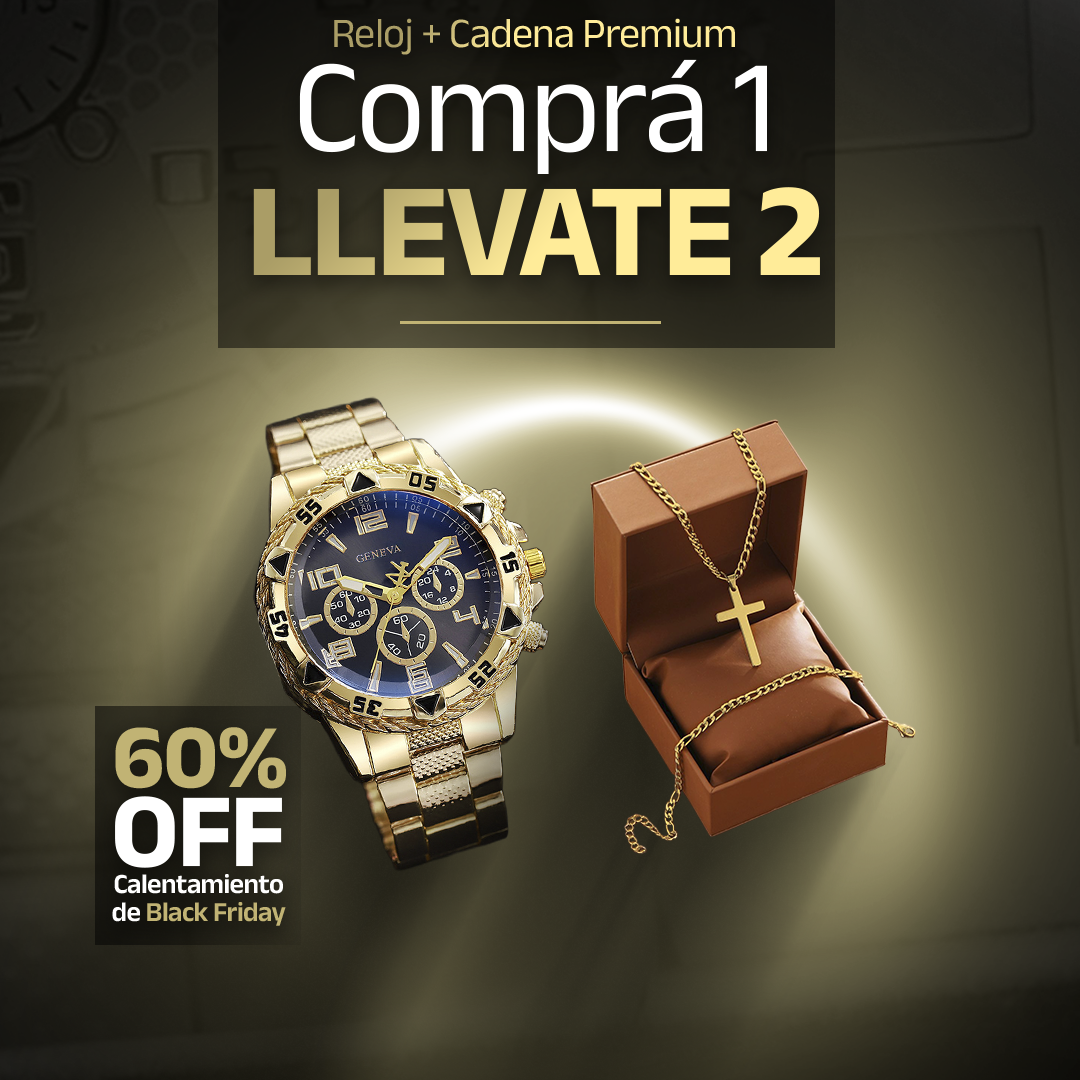 Kit 2 en 1 Especial Reloj Geneva y Cruz - Club Boss - Pre Black Friday