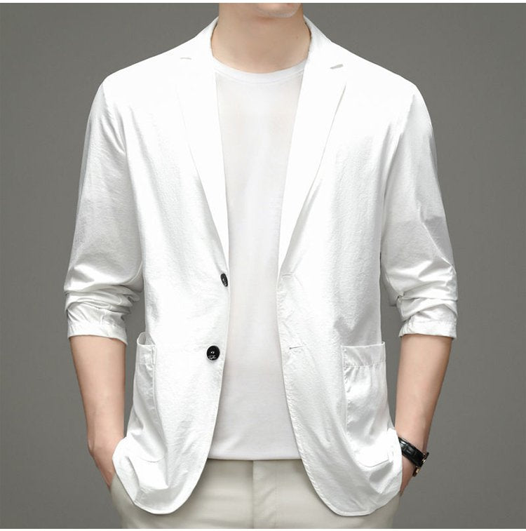 【M-5XL】Chaqueta de negocios de verano para hombre, seda helada, transpirable